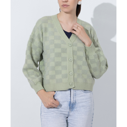 Cropped Boxy Pistachio Sweater