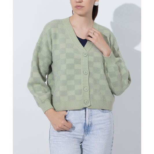 Cropped Boxy Pistachio Sweater
