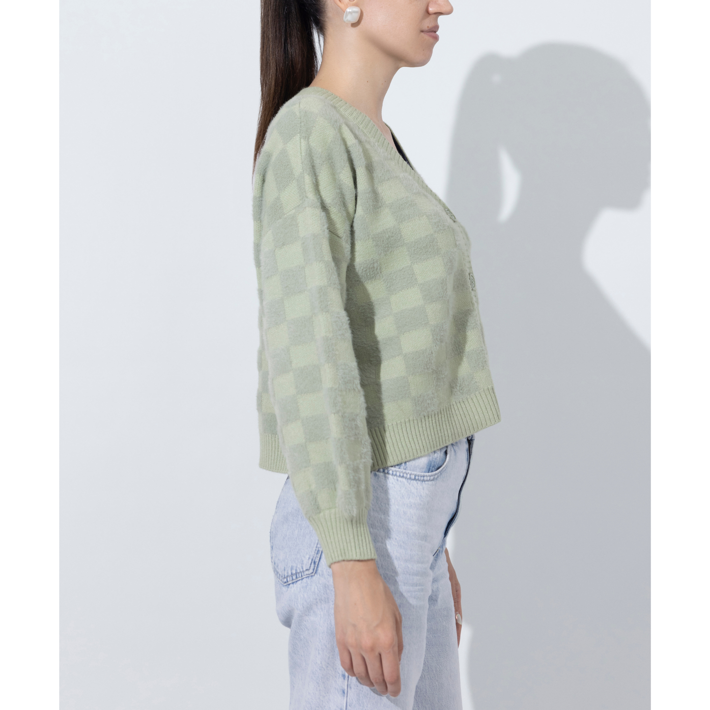 Cropped Boxy Pistachio Sweater