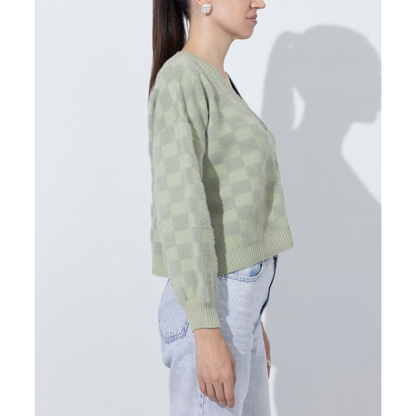 Cropped Boxy Pistachio Sweater