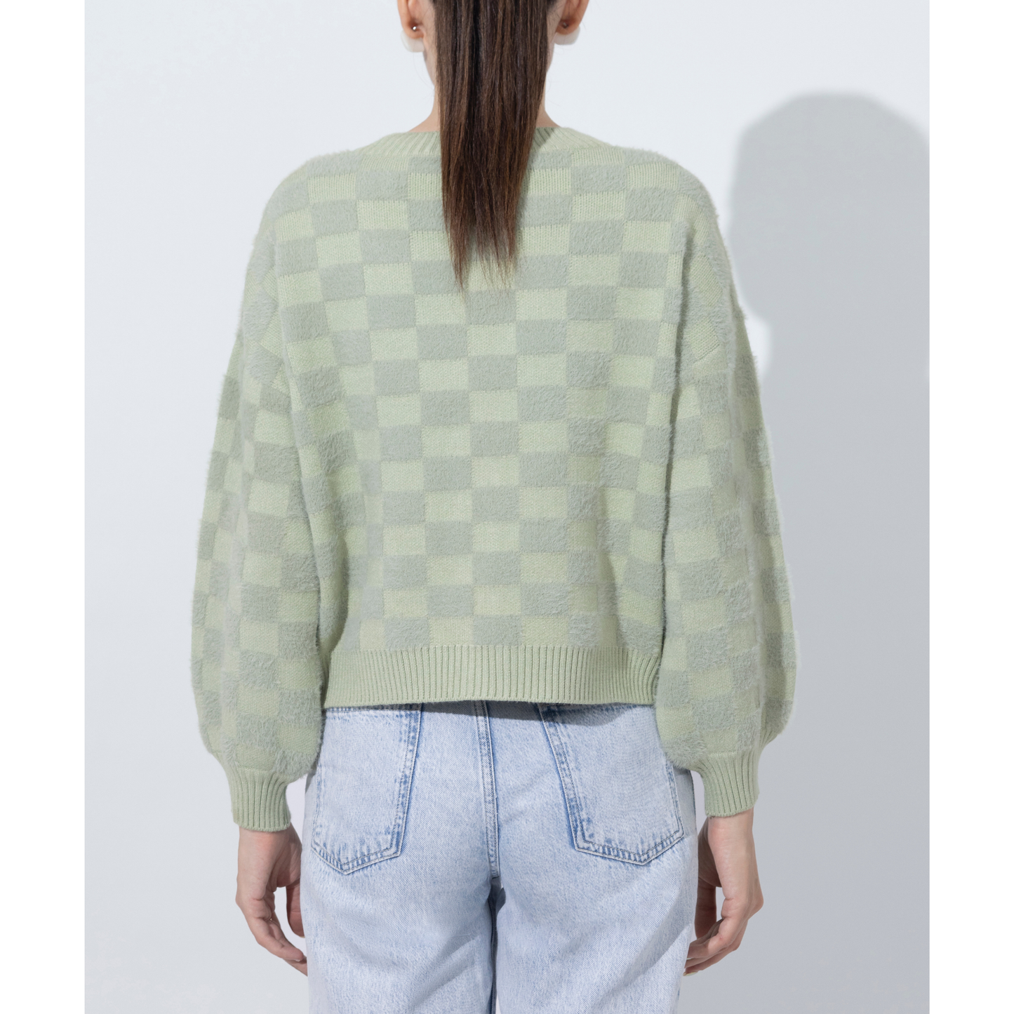 Cropped Boxy Pistachio Sweater