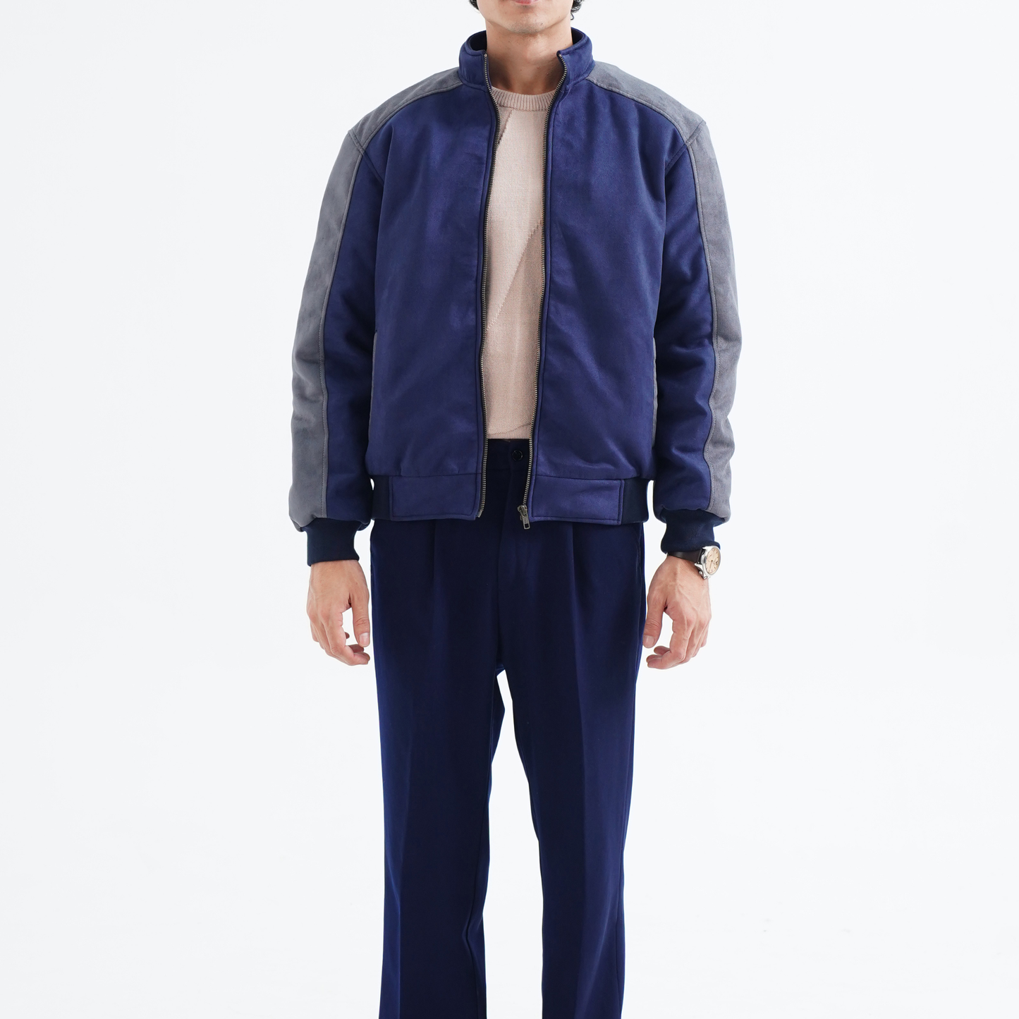 Navy Drift Suede Jacket