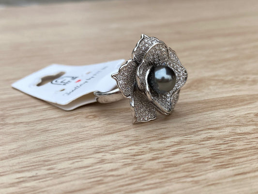 Smoky Petal Rose Ring