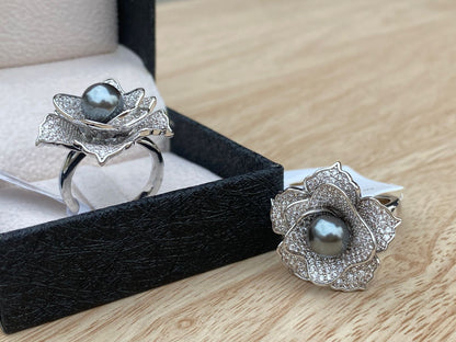 Smoky Petal Rose Ring